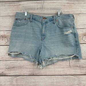 Madewell Relaxed Mid Length Denim Shorts Women's Size 33 Blue Light Wash Denim